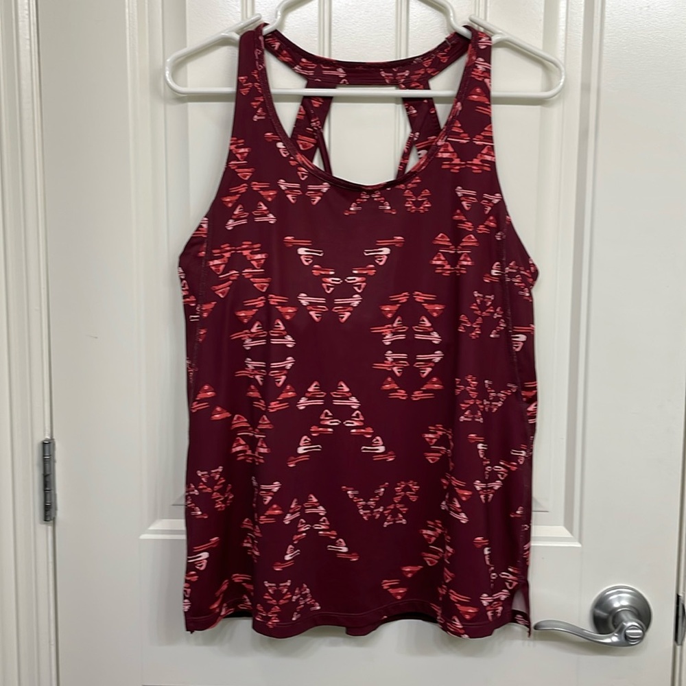 Toad&Co Maroon Tank Top with Pink Coral Print